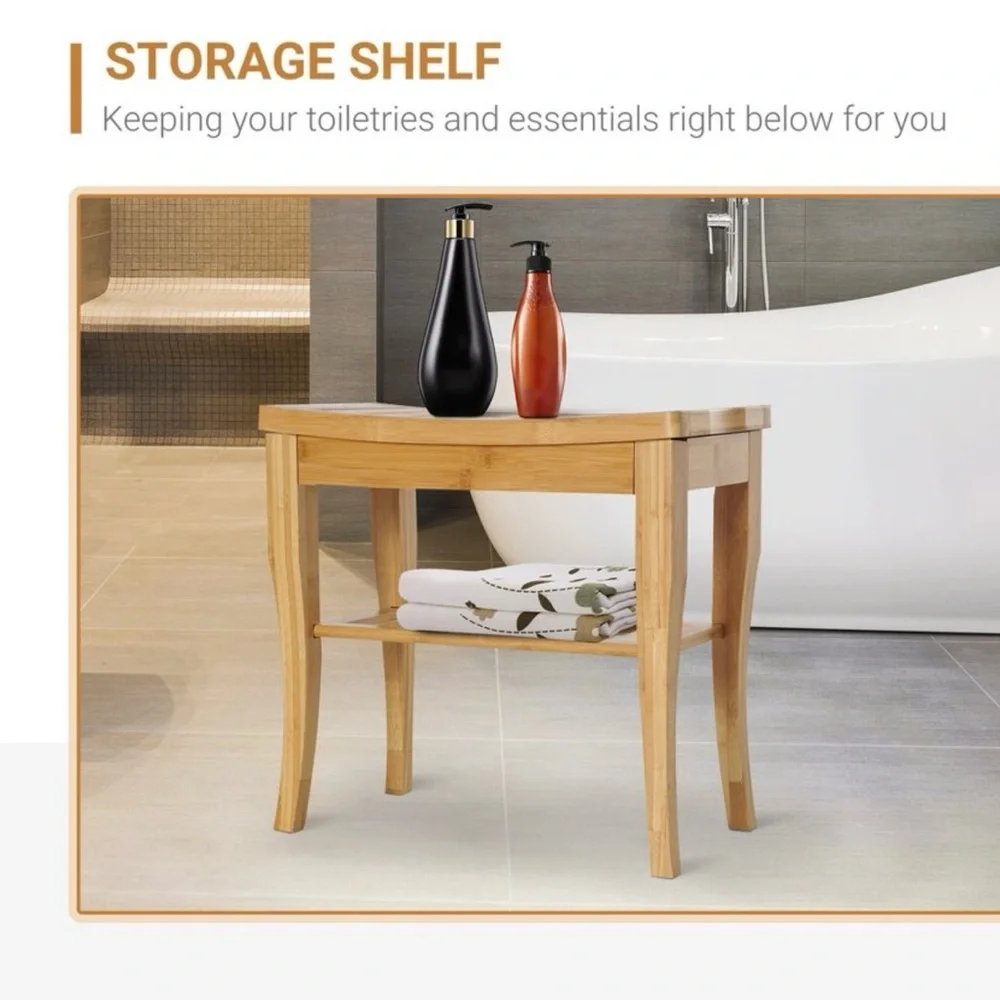 Natural Bamboo Bath Storage Bench